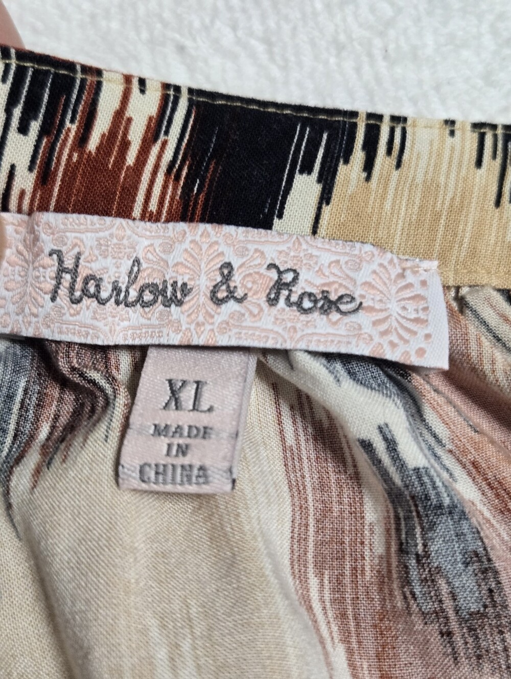 Harlow & Rose Rust Multi-Print Button-Front Midi Dress Size XL - Picture 7 of 11